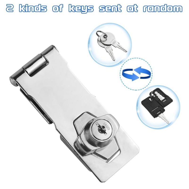 TOVOT 4PCS 4" Keyed Hasp Locks Door Hasp Latches Lock