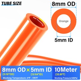 TAILONZ PNEUMATIC Orange 8mm or 5/16 inch OD 5mm ID Polyurethane PU Air Hose Pipe Tube Kit 10 Meter 32.8ft