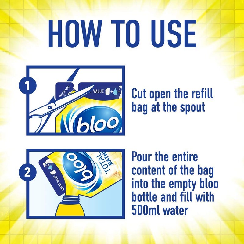 Bloo Total Bathroom Refill Lemon, Easy to Refill, Removes Limescale