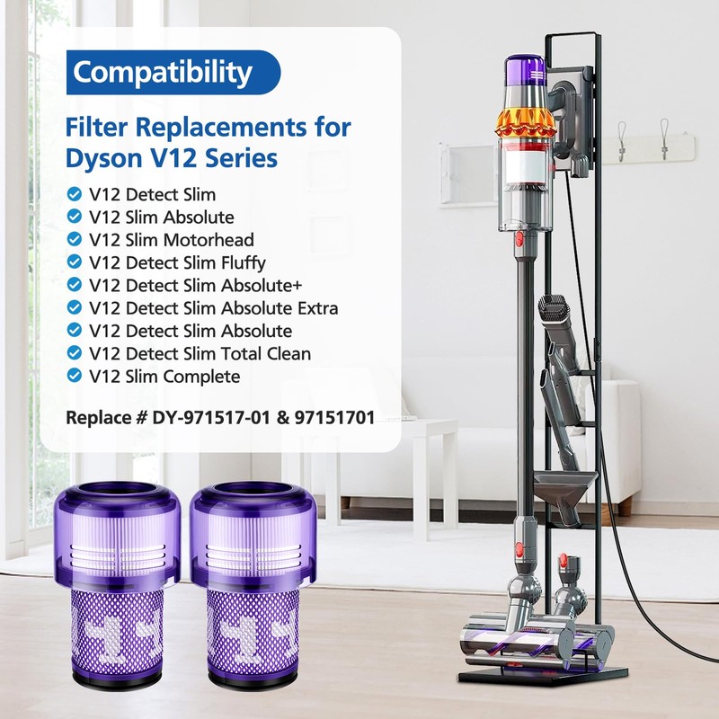 2 Pack Replacement Filters for Dyson V12 Detect Slim Absolute/Total
