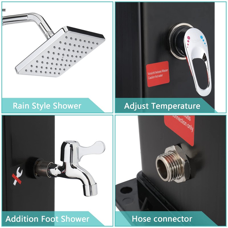 VINGLI 10.6 Gallon 7.5FT Solar Heated Shower with Shower Head,