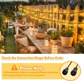 cshare Extension Cords for String Lights Inflatable Decorations, 2 Pin 16.4FT Outdoor Extension Cable Waterproof for Class2 Power Adapter Solar Pannel Holiday Black