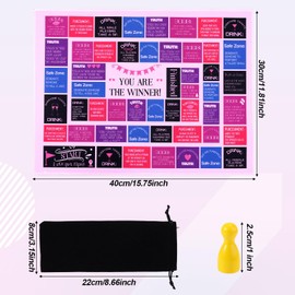 Tinoaly Drinking Games for Adults, 15.75x11.81 Inch Drink Up Board Game Mat for 2-8 Players, Age 21+ Fun Bachelorette Party Beach Party Supplies