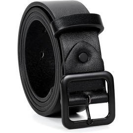 SANSTHS Women’s Leather Belts for Jeans Pants Dresses Fashion Ladies Black Belt with Square Black Buckle, Black M