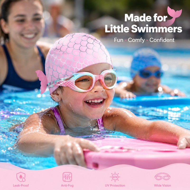 Kids Swimming Goggles for Pool Training – Anti-Fog Adjustable Fit