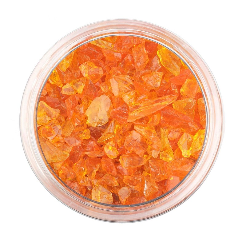 ZenQ Crushed Glass for Crafts, Resin Art. Orange Red, 1.5