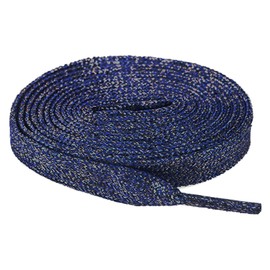 Anopo 2 Pairs Glitter Shoe Laces for Sneakers 10mm Wide Bling Metallic Rhinestone Shoe String for High Tops Navy Blue 160cm