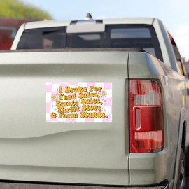 SODAVA [7.5"x4.5"] I Brake for Yard Sales Estate Sales Thrift Magnet, Funny, Gen Z Meme Car Magnet, Truck Fridge Magnetic Stickers Decal Bumper, Birthday Gift for Her Him