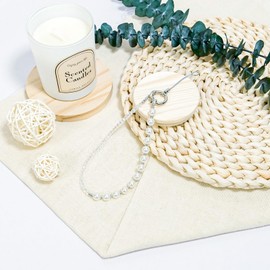 Tocoan Phone Charm Wrist Strap with Tether Tab, Detachable Anti-Theft,Charms Strap (White Pearl)