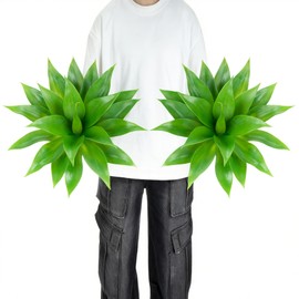 ENALGRE Artificial Agave Faux Agave Fake Greenery 18In Outdoor Artificial Plant Fake Plant for Indoor Home Decoration Plastic Plant Outdoor Decoration Front Porch Decor Simulation Tree 2Pack(Green)