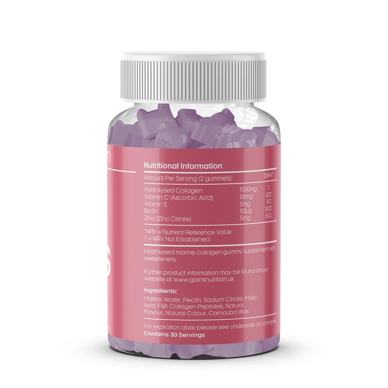 Marine Collagen Gummies High Strength with Biotin & Zinc, Type