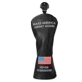 Golf Headcovers Golf Club Head Covers MAGA Style Elegant Embroidery Premium Leather Driver Fairway(FW) Wood Hybrid(UT) with Number Tags, 3 Wood Headcover Set