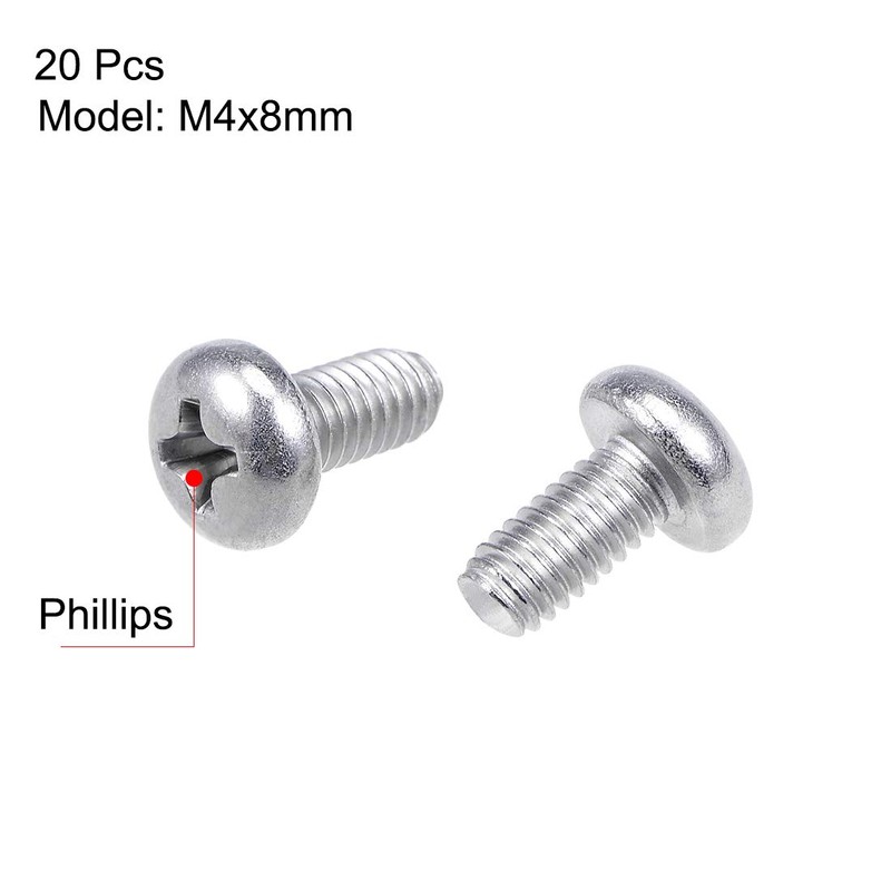 sourcing map M4x8mm Machine Screws Pan Phillips Cross Head Screw