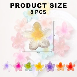 Pack of 8 Flower Hair Clips, 4 cm Mini Flower Hair Clips, Cute Acrylic Hair Clips, Non-Slip Hair Jaw Clips for Women and Girls, Hair Styling Accessories