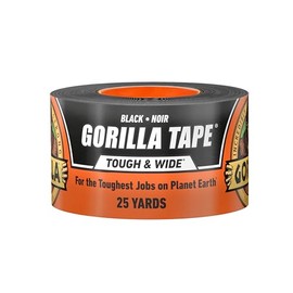 Gorilla Tape Tough & Wide, cinta negra, 2.9 x 25 yardas (paquete de 1) – Resistente y resistente a la intemperie para interiores o exteriores