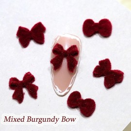 30Pcs Valentine's Velvet Red Bow Nail Charms 3D Red Bow Art Supplies for Acrylic Nails Winter Style Flocked Butterfly Knot Nail Gems and Charms Nail Jewelry for Women DIY Nail Decoration Accessories
