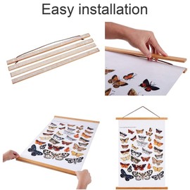 Ywlake A4 Poster Rail, Poster Strips, Magnetic Wooden Poster Hanger, Holder, Frame, Strips, Picture Rail, Picture Frame, 21 x 30 cm, 20 x 30 cm, 20 x 45 cm (21 cm), Teak