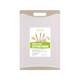 Zzsbrm Cutting Board for Kitchen, Wheat Straw Fiber Cutting Board, Dish Washer Safe, w/Juice Grooves for Meat, Veggies,Easy Grip Handle, Non-slip Surface,Eco-friendly,Serveware Accessories(14‘x9.7‘)