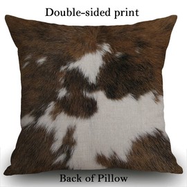 Smooffly Cowhide Printing Cushion Cover Throw Pillow Case Home Decorative for Men/Women Living Room Bedroom Sofa Chair 18X18 Inch Pillowcase 45X45cm