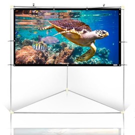 Pyle 100" Outdoor Portable Matt White Theater TV Projector Screen w/Triangle Stand - 100 inch, 16:9, 1.15 Gain Full HD Projection for Movie/Cinema/Video/Film Showing Outside Home - PRJTPOTS101