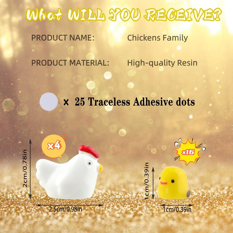NMOHYDEU 20Pcs Cute Mini Chicken Car Accessories Kawaii Car Dashboard