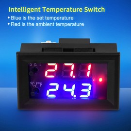 Temperature Controller, DC12V Digital Display Microcomputer Thermostat, Easy to Use Temperature Controller Switch with Sensor, Fahrenheit Centigrade Thermostat