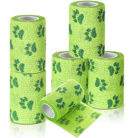 Geiserailie 6 Rolls No Chew Bandage for Dogs Self Adhesive Bandage Wrap Non-Woven Bitter Bandage Wrap for Dogs' Legs Paws Wounds Cats Animal, Green(3 Inches X 5 yd)