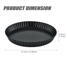 huiyoujiu 8 inch Quiche Pan, 22cm Tart Tin with Loose Base, Non-Stick Flan Tin with Removable Bottom, Fluted Round Deep Flan Dish, Carbon Steel Pie Pan for Baking Quiches, Pies, Flans, Cheese