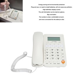 Corded Landline House Phone, Landline Telephone with Big Buttons, Caller Display, Ringer Volume and Speakerphone Volume Adjustable, Dial, Pause, Predial, Callback (White)