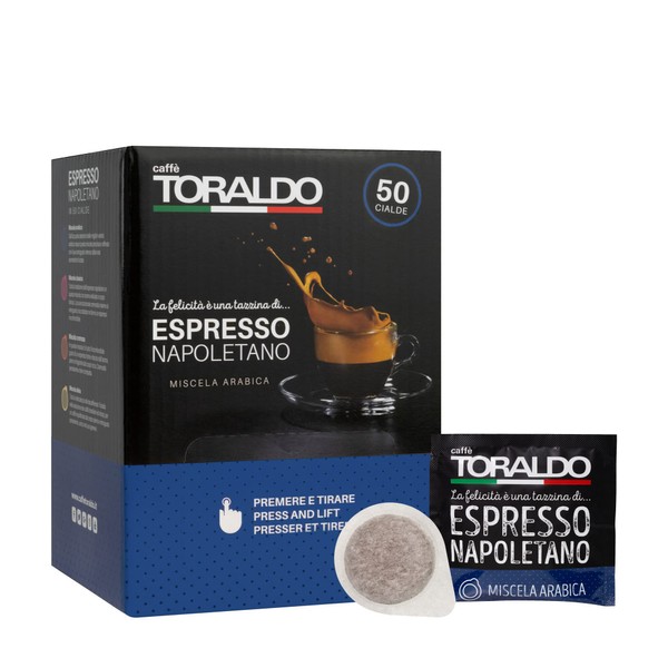 CAFFÈ TORALDO | ESE 44 Pods | Selected Coffee, Roasted and Roasted in Italy | Excellence of Neapolitan Coffee (50 pods, Arabica Blend)