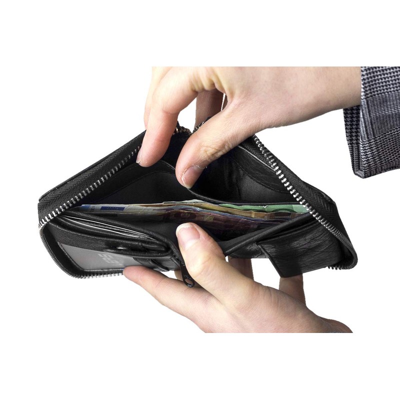 RFID Blocking Mens and Ladies Wallet with side zip pocket