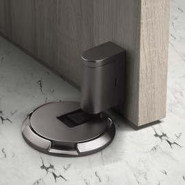 VACNEA Windproof Door Stopper, Heavy Duty Doorstops, Height Adjustable Mechanical Door Catch Holder Keep Door Open, No Drilling with Screws and Adhesive, 1Pack, Grey