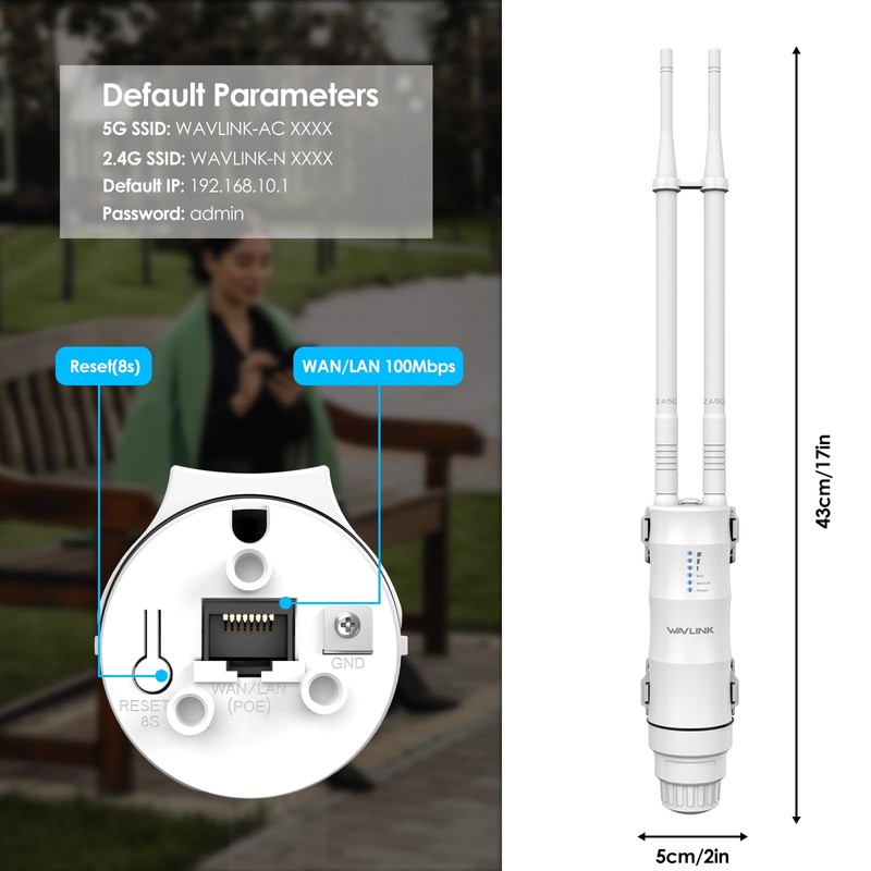 WAVLINK Waterproof AC1200 Outdoor Long Range WiFi Extender/Access Point/WiFi Repeater/Router,
