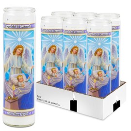 Guardian Angel Prayer Candle 6 Pack - 6 Guardian Angel Glass Prayer Candles for Devotionals, Vigils, Prayers, Blessing, Religious Ceremonies, More | Unscented Religious Candles