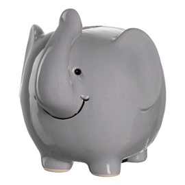 Leonardo Bambini Elephant Money Box, Ceramic Piggy Bank with Key, Gift for Children, Boys Girls, 11.5 cm, Grey Colour, 039193