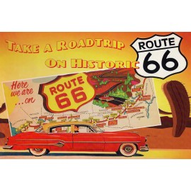 Route 66 Road Trip Map  Souvenir Postcard