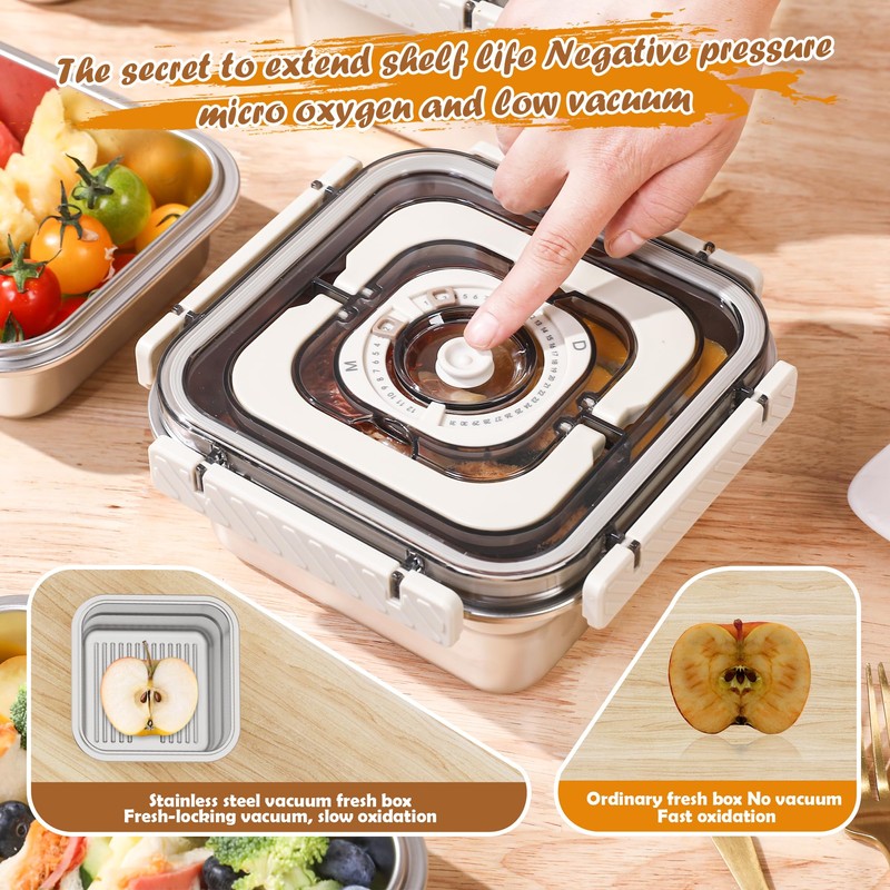 Stainless Steel Vacuum Food Storage Container with Handle- 1250ml/44oz