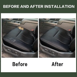 FZJDSD Black Passenger Side Bottom Perforated Leather Seat Cover Compatible with Ford F250 F350 F450 F550 Lariat 2011 2012 2013 2014 2015 2016