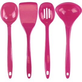 Calypso Basics by Reston Lloyd 4 Piece Melamine Utensil Set, Magenta (81603)