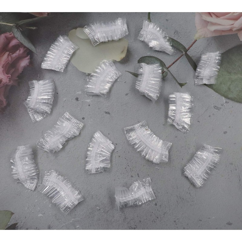 Sowaka 50 Pcs Ear Cap Disposable Clear Elastic Waterproof Ear