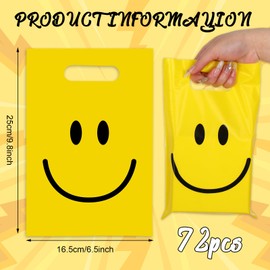 Whaline 72Pcs Smile Face Party Favor Bags Plastic Gift Treat Bags Candy Treat Bags for Birthday Baby Shower Party Gift Wrapping Supplies