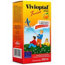Vivioptal Junior Jarabe 250 ml - Suplemento Alimenticio Multivitamínico - 11 Vitaminas y 5 Minerales con L-Lisina y Jalea Real - Para Niños y Adolesce