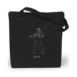 Loxato Jute Bag Black Printed - Fabric Bag Black W 35 x H 42 x D 8 cm - 100% Cotton Bag Black - Shopping Bag Black - Fabric Bag Black - Shopper Women's Black, Dancing Harry Hand Drawn