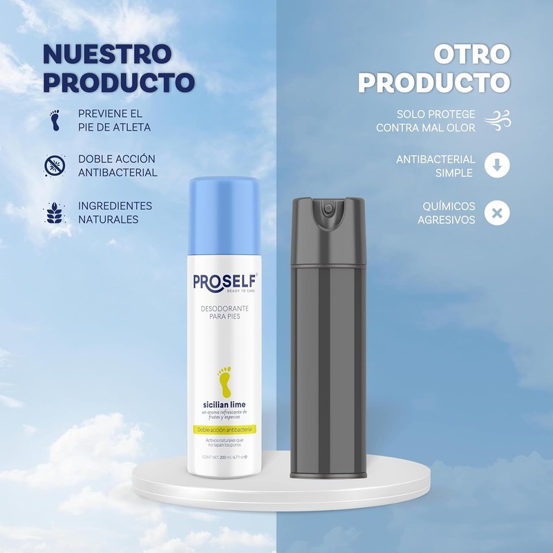 Duopack Desodorante Para Pies Proself, Previene formación bacterial, 200 ml