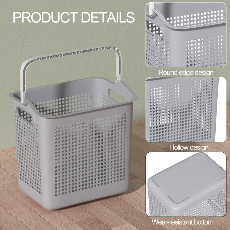 Taysisiter 35 L Plastic Laundry Hamper with Handle, Plastic Dirty