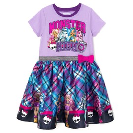 Monster High Little Girls Dress Plaid Purple 4