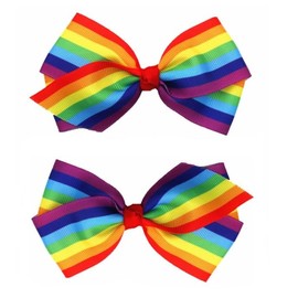 2Pcs Rainbow Hair Clips Hair Bow for Women Girls Rainbows Hairs Accessories Pride Day Hair Accessories (4Inch Rainbow),Clips and Barrettes,Ribbon Hair Clip