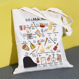 MNIGIU Music Teacher Alphabet Tote Bag Music Teacher Appreciation Gift Music Lover Gift End of Year Gift for Music Teacher (Handbag)