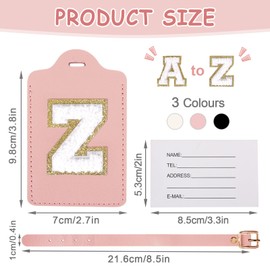2PCS Unique Initial Letter Luggage Tags for Suitcases, Monogrammed Suitcase Luggage Identifier Tag, Cute PU Leather TSA Approved Luggage Tags for Men Women Kids Baggage Schoolbags(2 Pink-White Z)