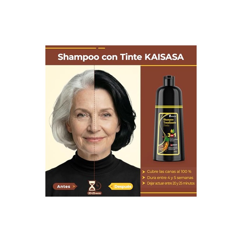 Hair Dye Shampoo Black Tinte Cubrir Canas Semi Permanent Color
